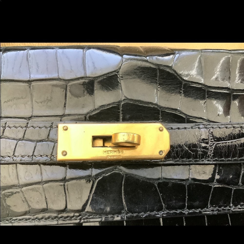 HERMES crocadile patent Kelly leather  hand bag - Picture 4 of 6